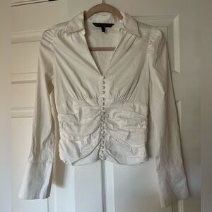 White House Black Market White top ruched